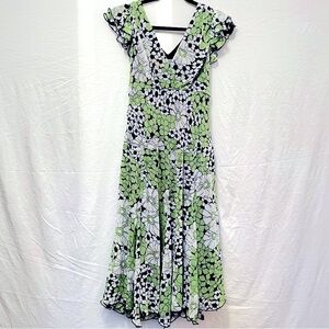 1930s inspired flora and ruffle dress